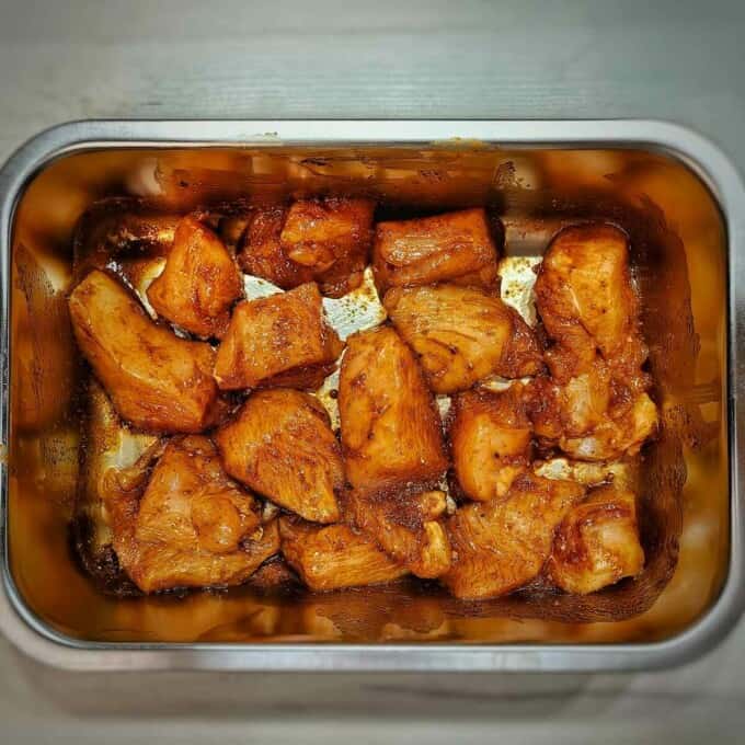 diced chicken with spice marinade