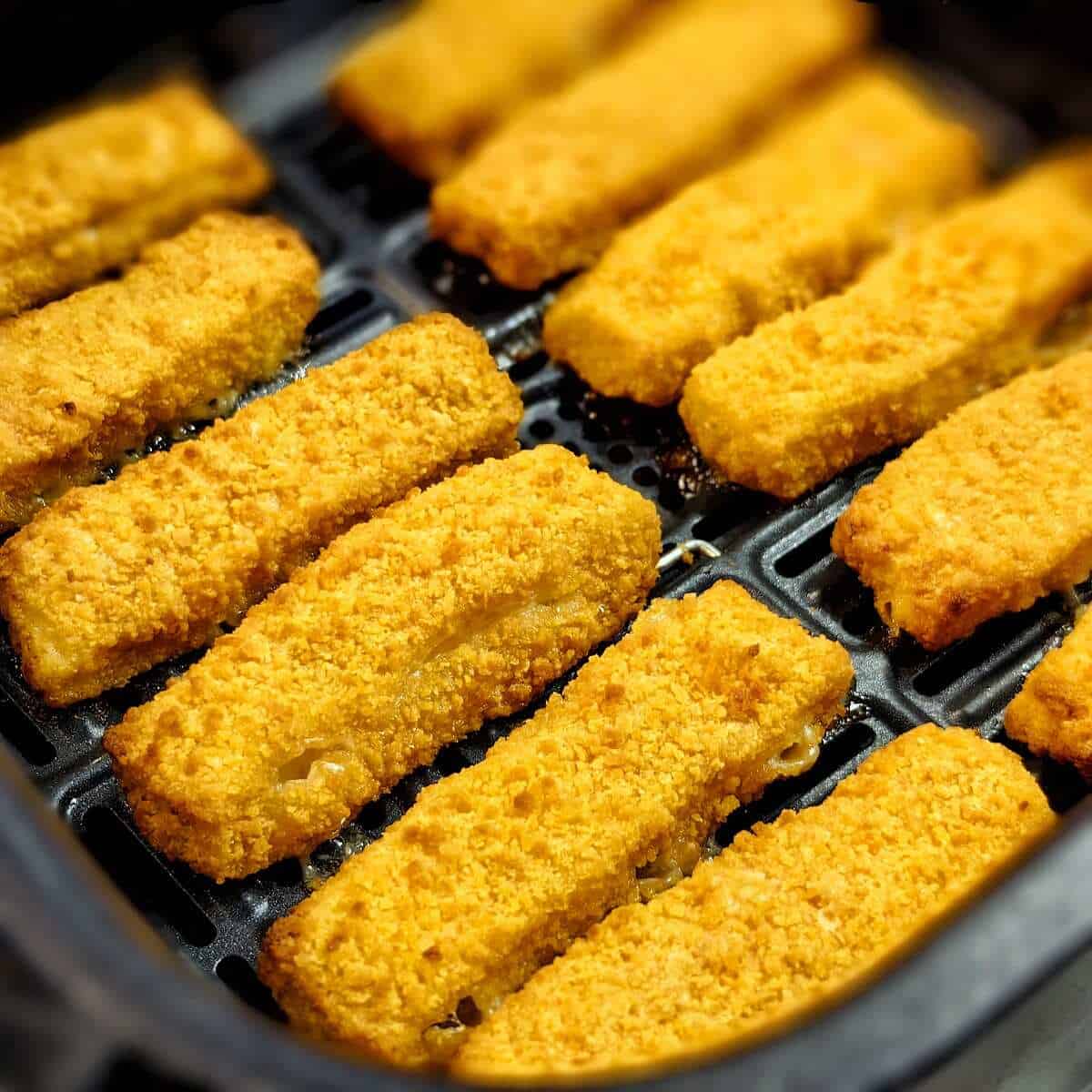 golden air-fried fish sticks