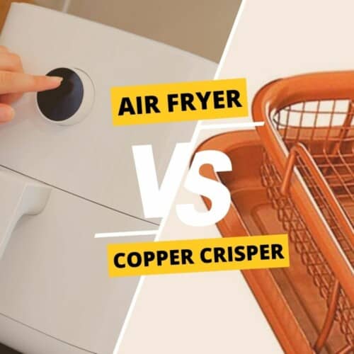 air fryer vs copper crisper square collage
