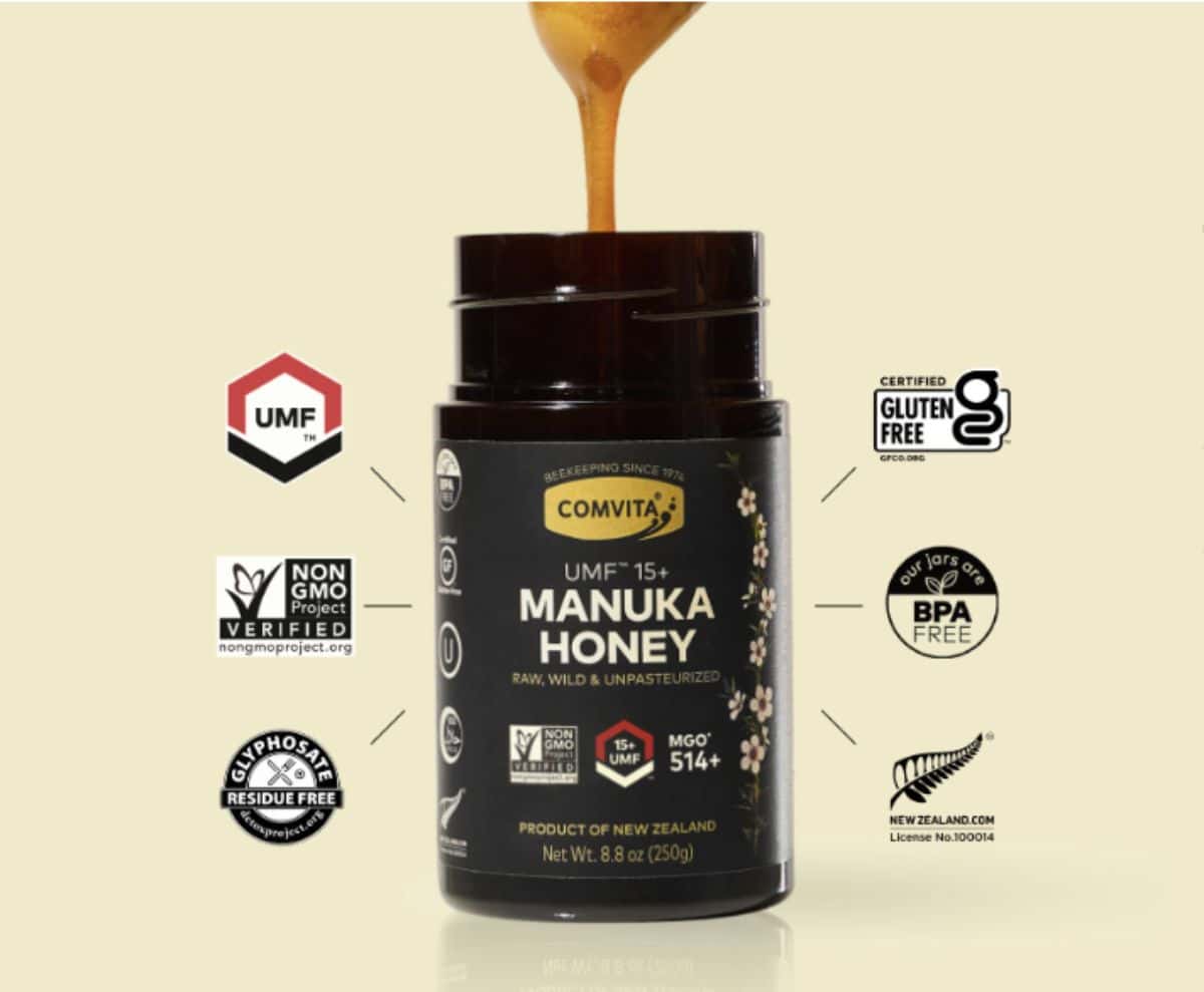 comvita bottle with certifications
