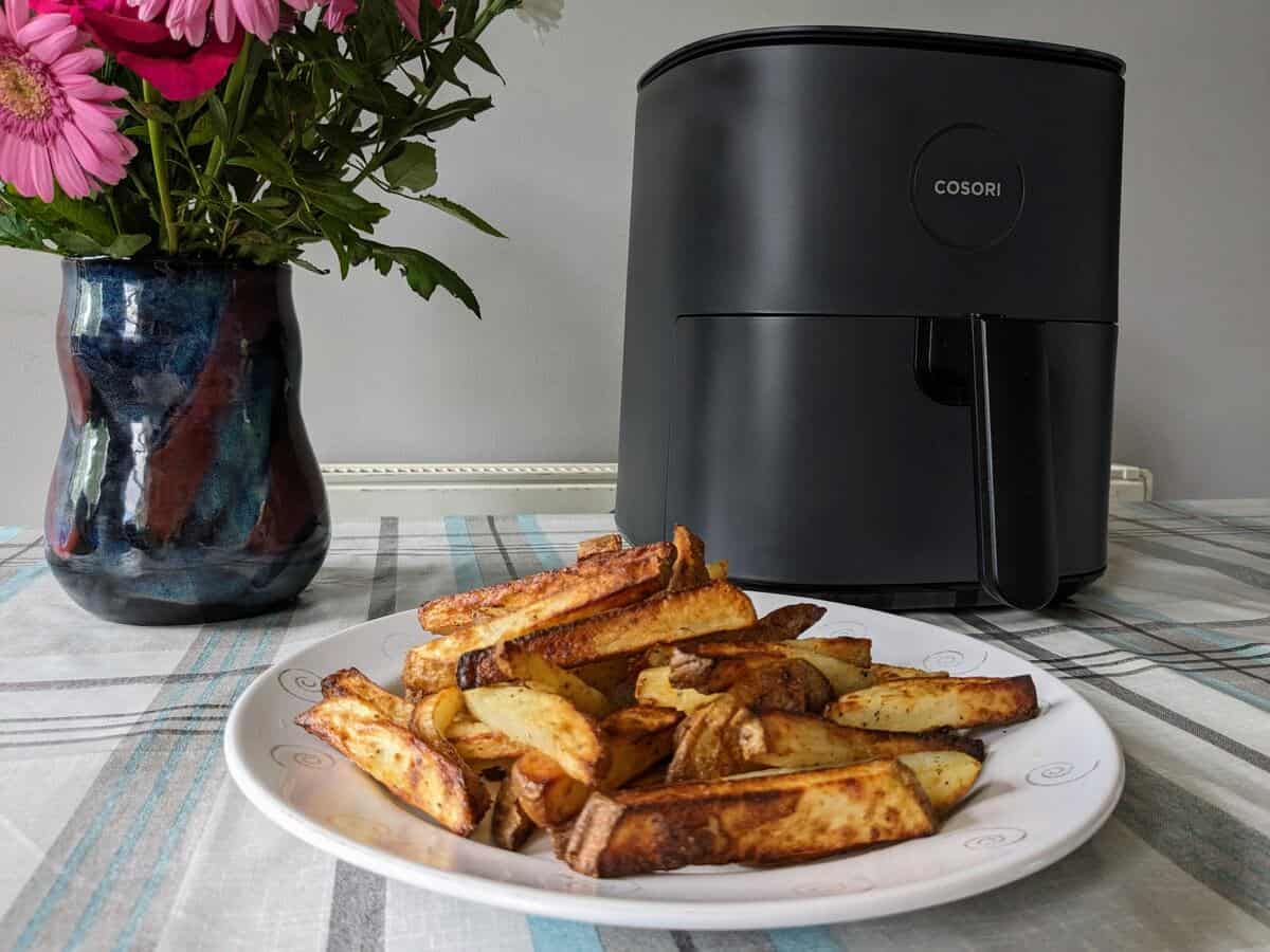 potato chips with flower vase and cosori pro 2 air fryer