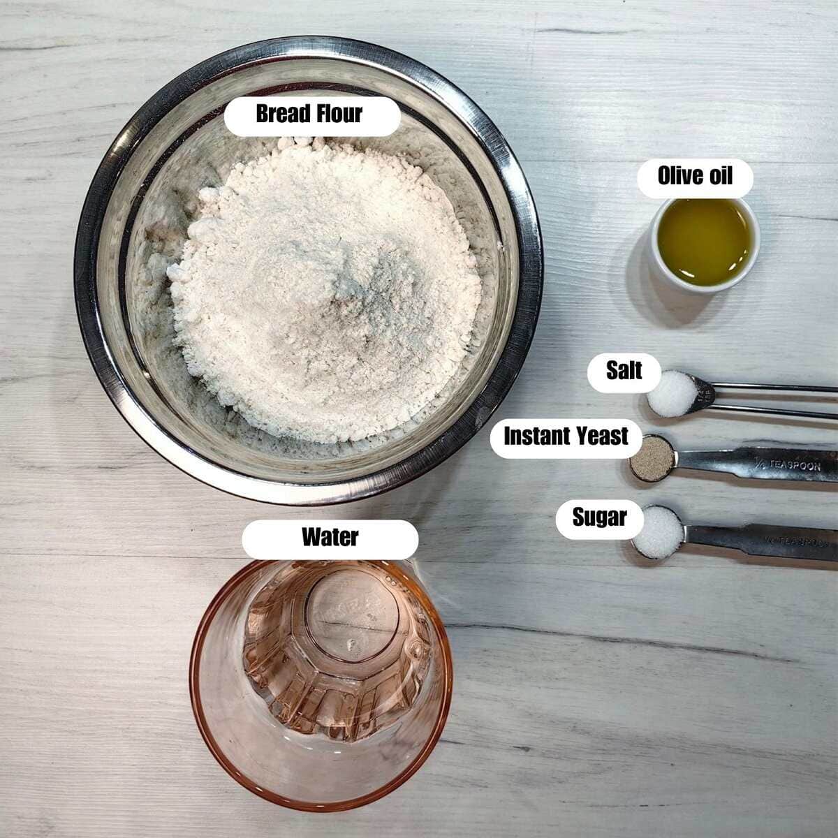 ciabatta ingredients with labels