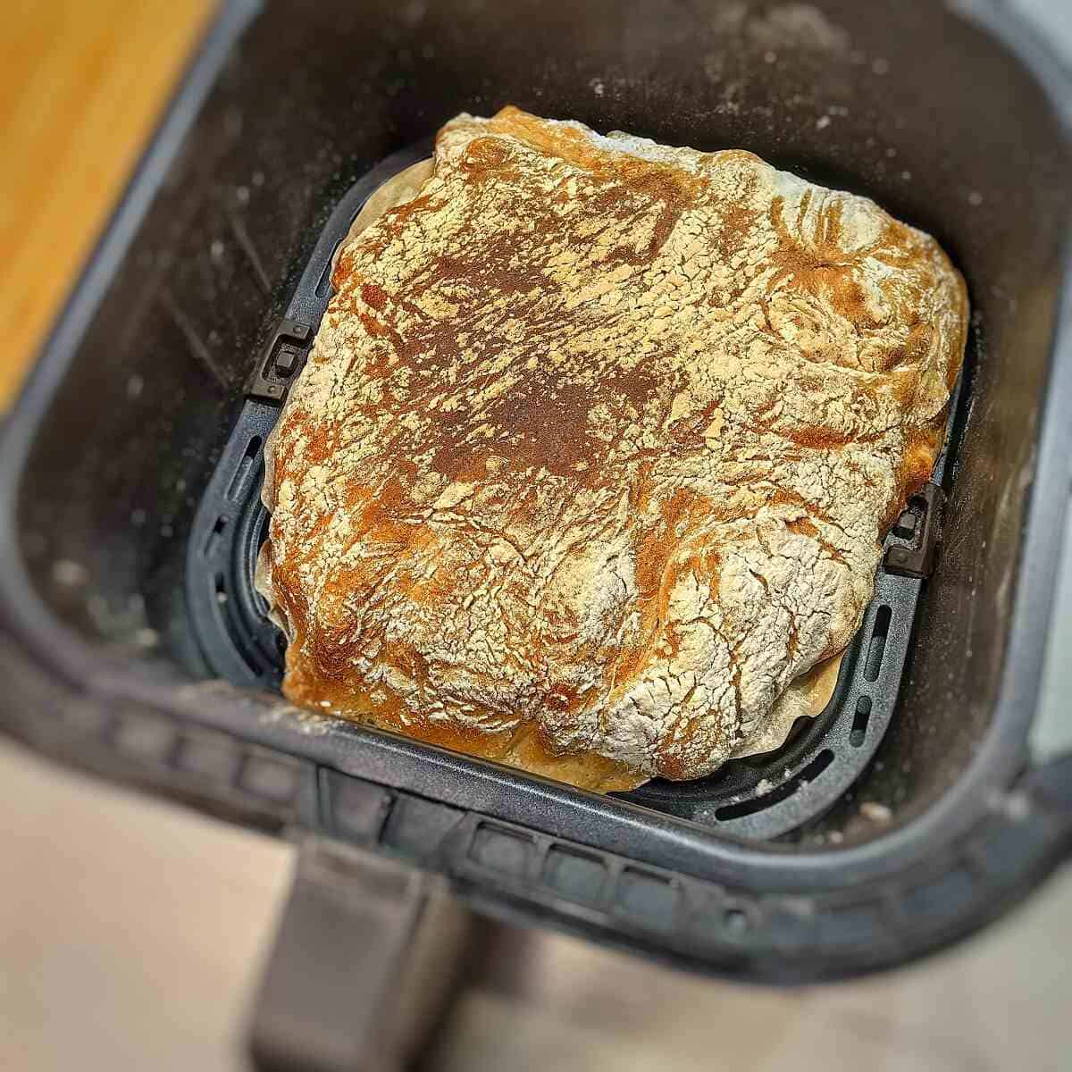 baked ciabatta bread insider air fryer basket