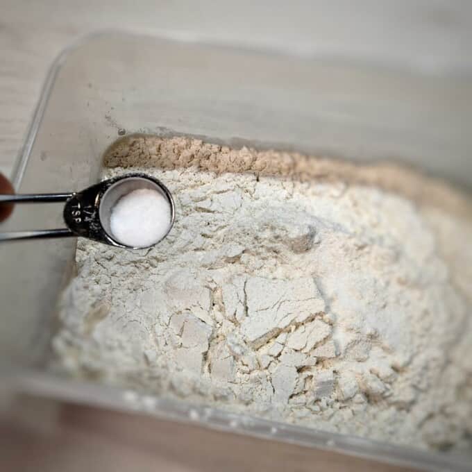 adding salt to flour