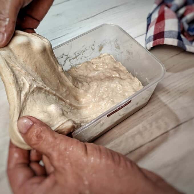 first stretching of the dough