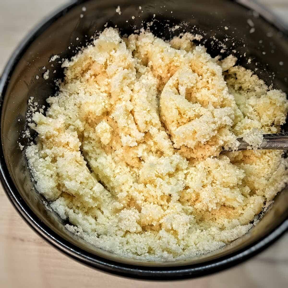 bowl with breadcrumbs soaked in milk