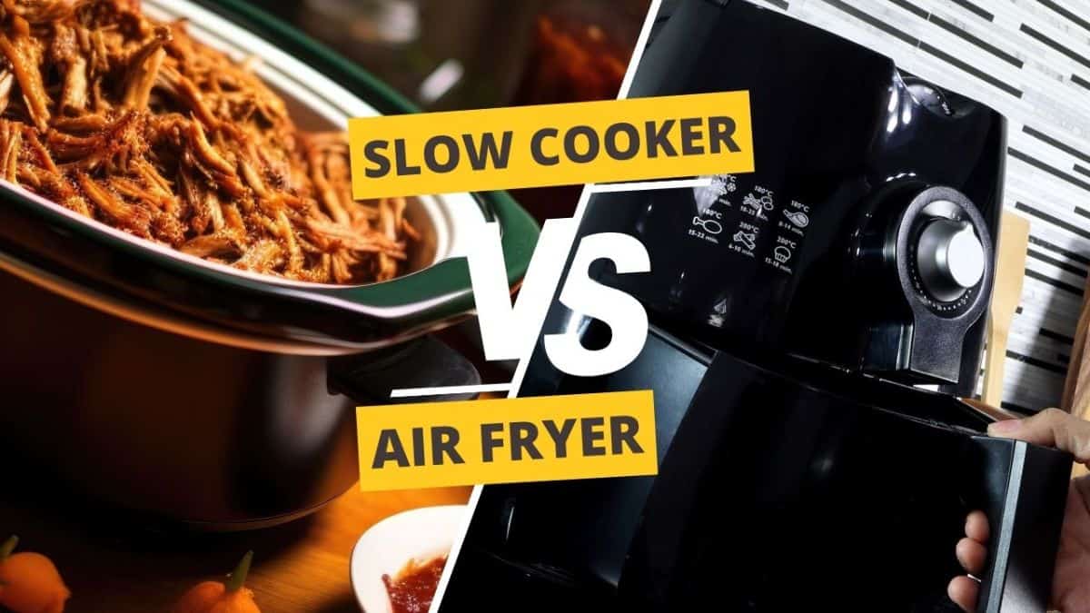 slow cooker vs air fryer  landscape collage