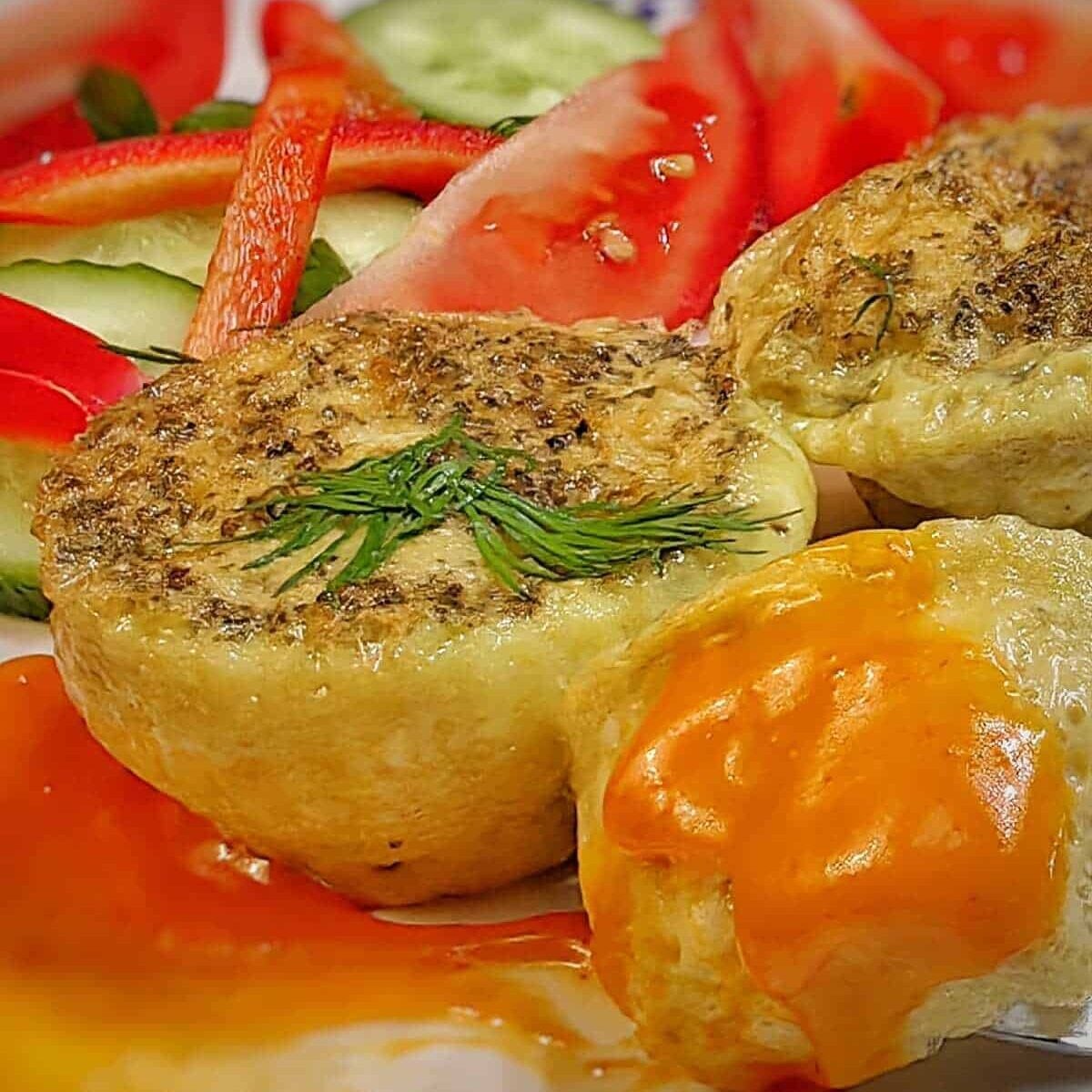 egg bites with sliced veggies on the side