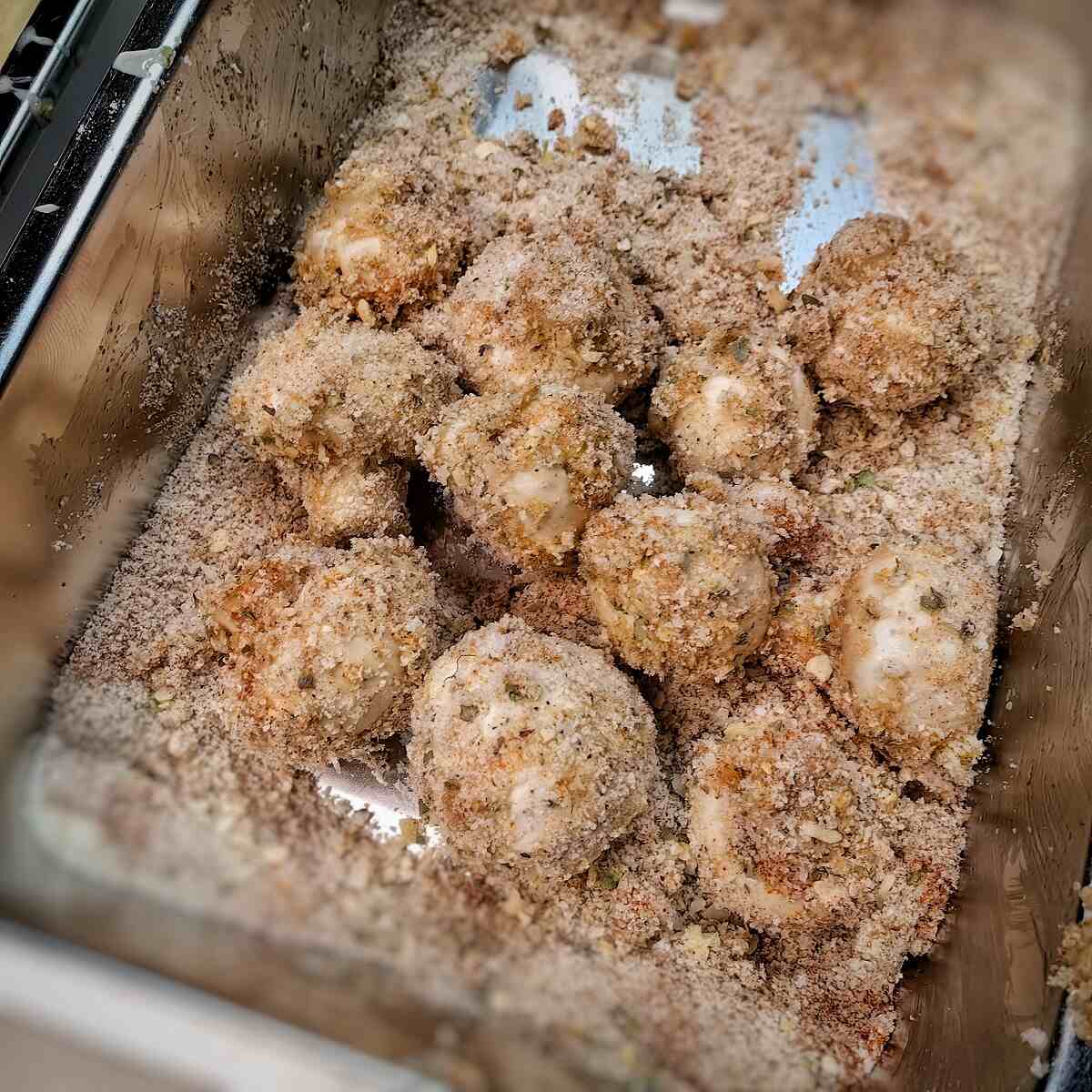 mushroom with breading mixture