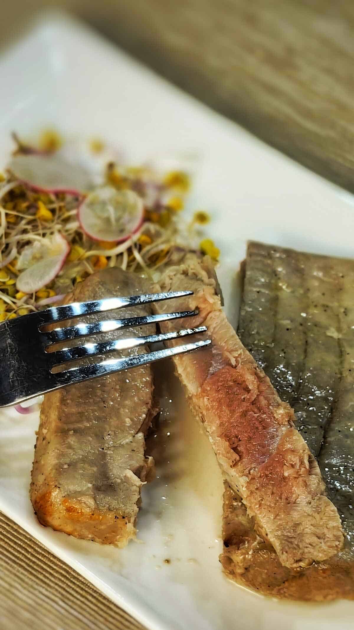 cross section of juicy tuna steak