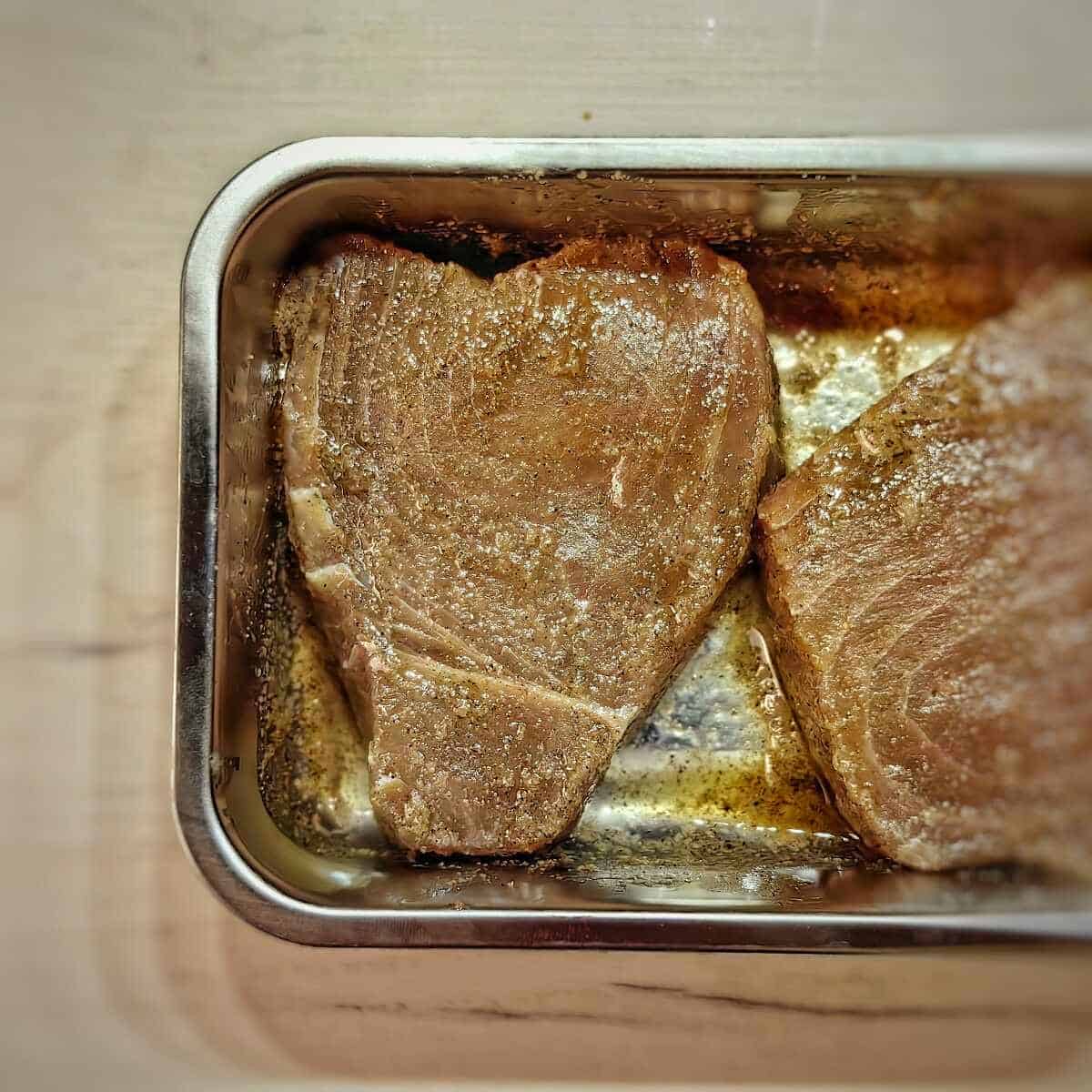 tuna steaks in marinade