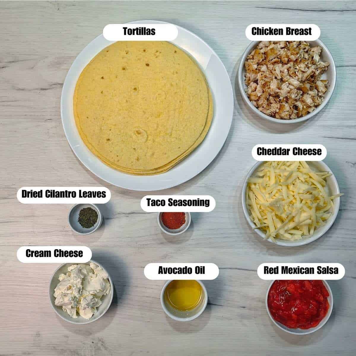 taquitos ingredients with labels