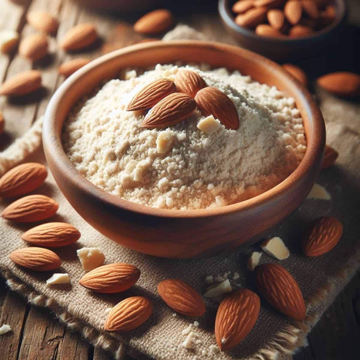almond meal in a container on table