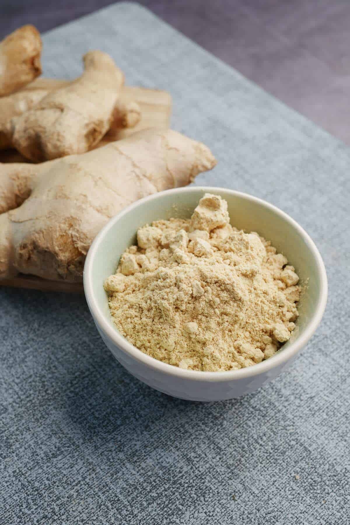 ginger powder in a container on table