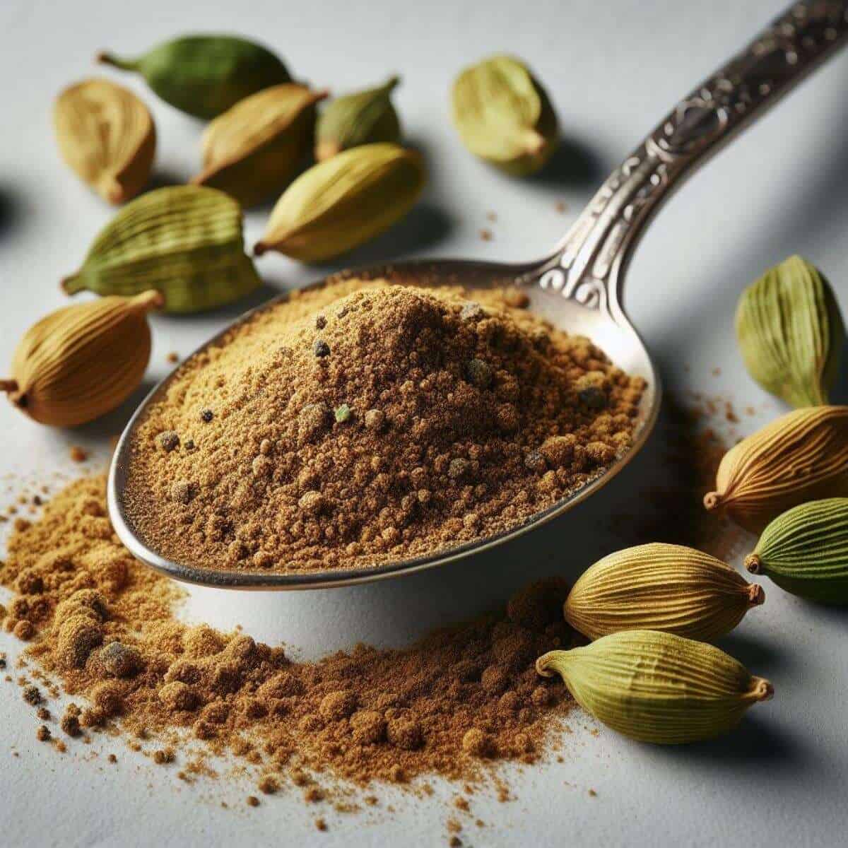 ground cardamom in a spoon