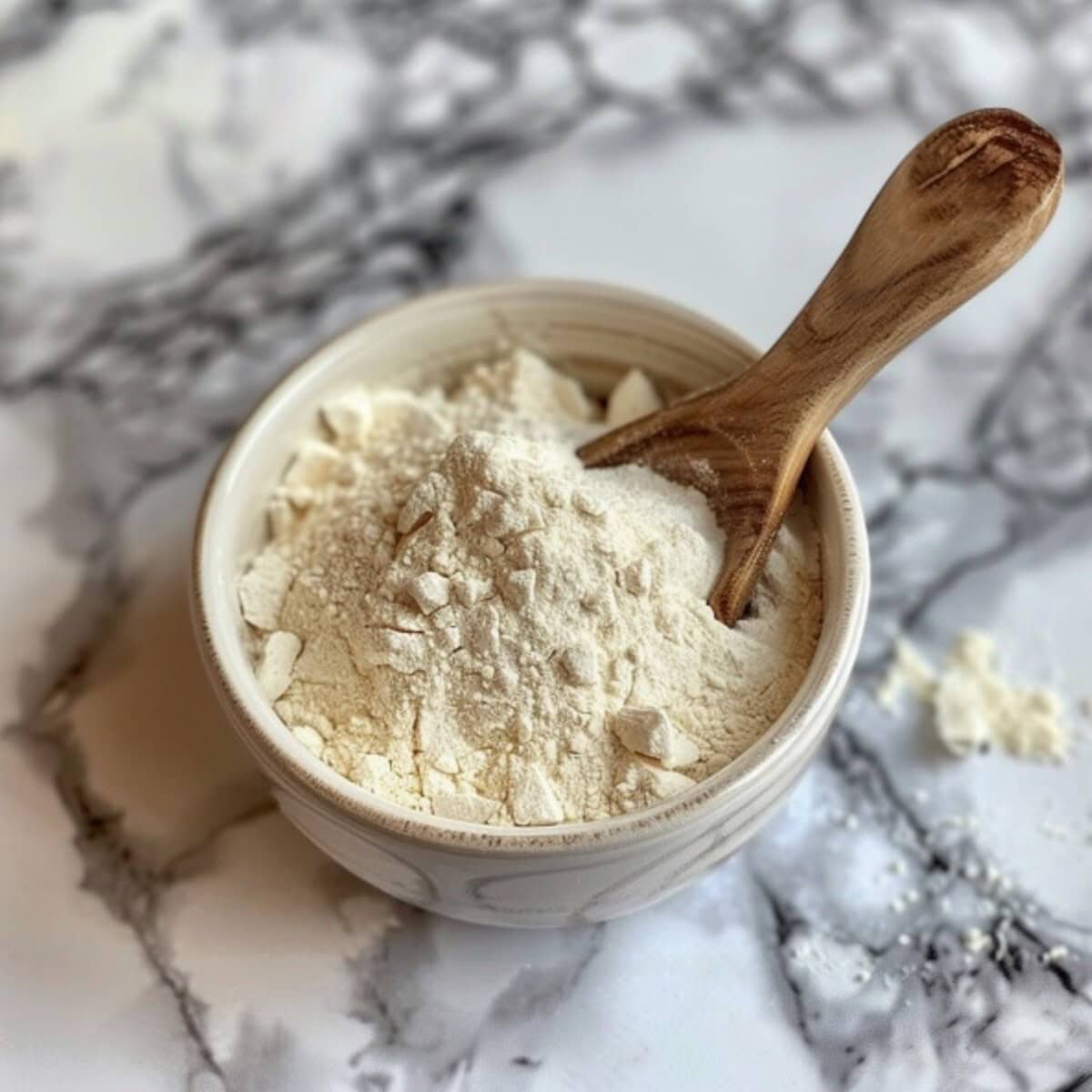 aquafaba powder in a white bowl