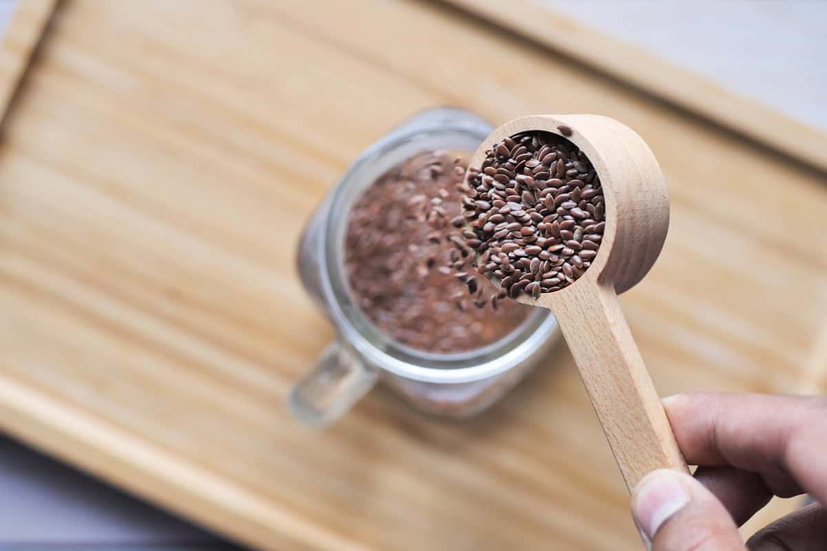 close up of chia seeds in a glass of water