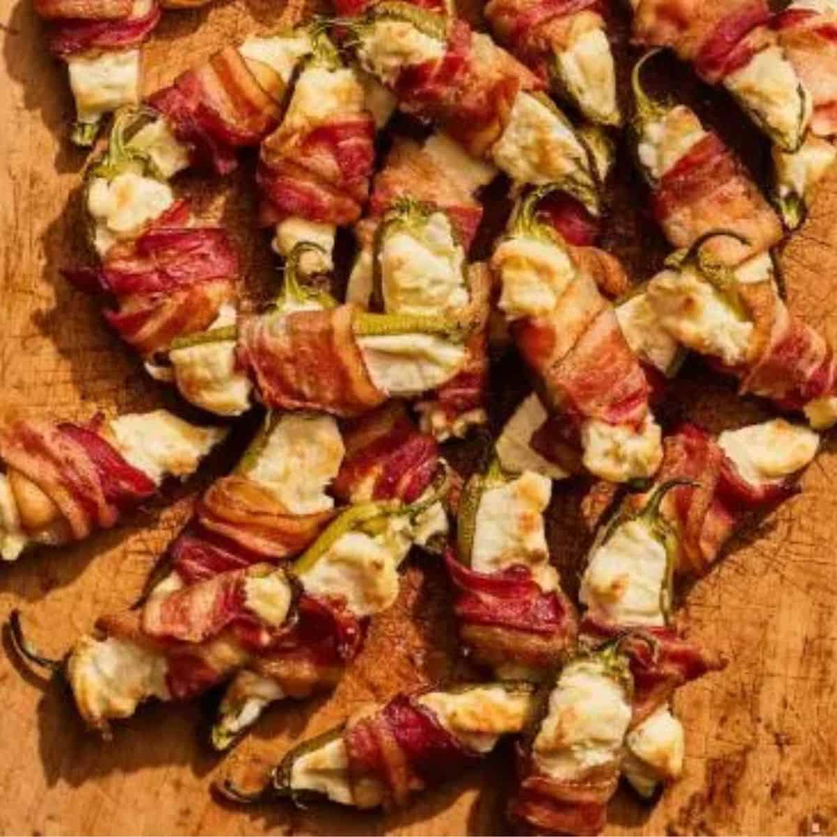 A crispy treat featuring bacon-wrapped jalapeno thingies. 
