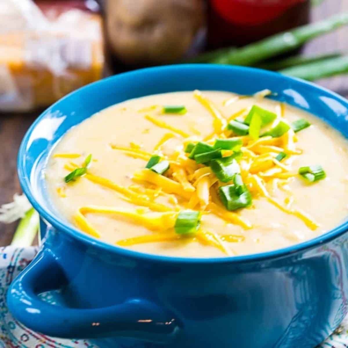 A cceamy potato and beer cheese soup, perfect for breezy nights.
