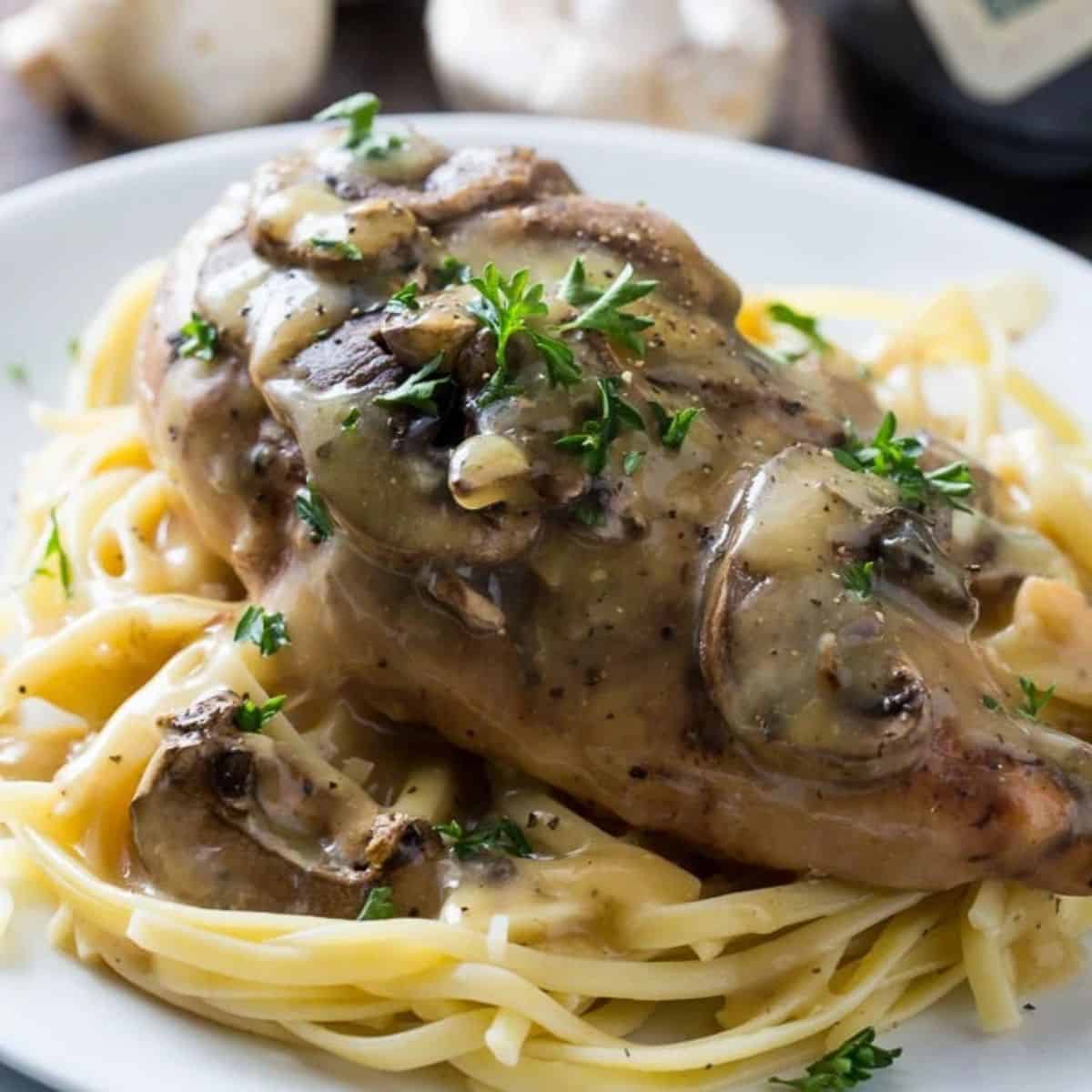 A yummy treat with crockpot chicken marsala. 