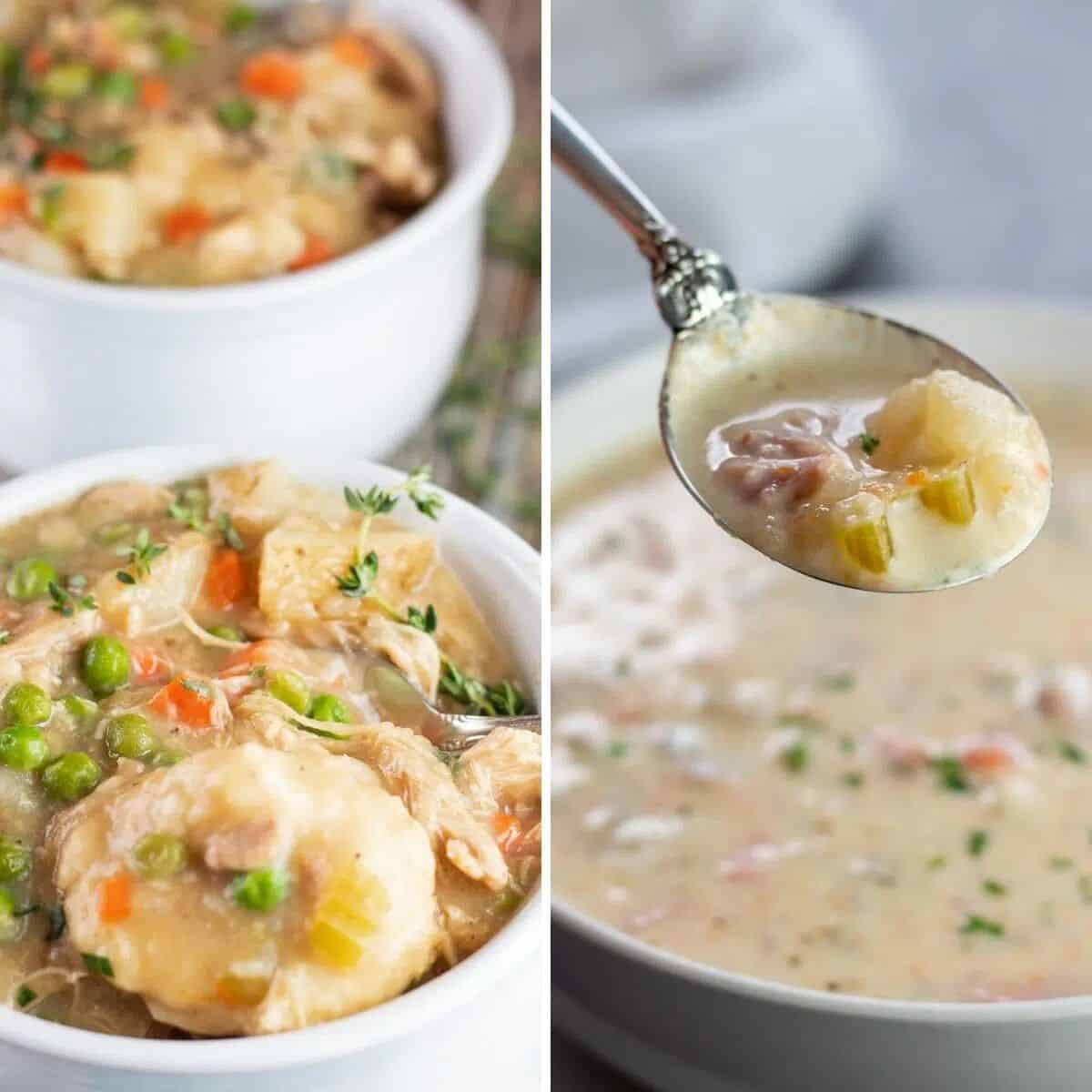 Ham potato soup with added peas and extras