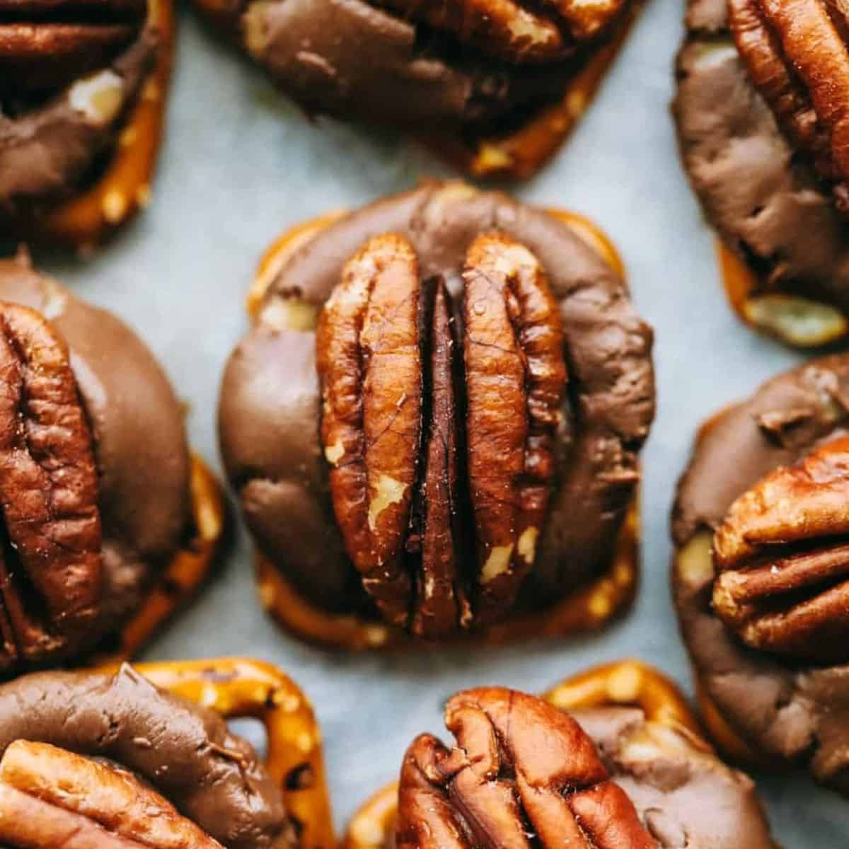 A savory treat featuring pretzel turtles. 