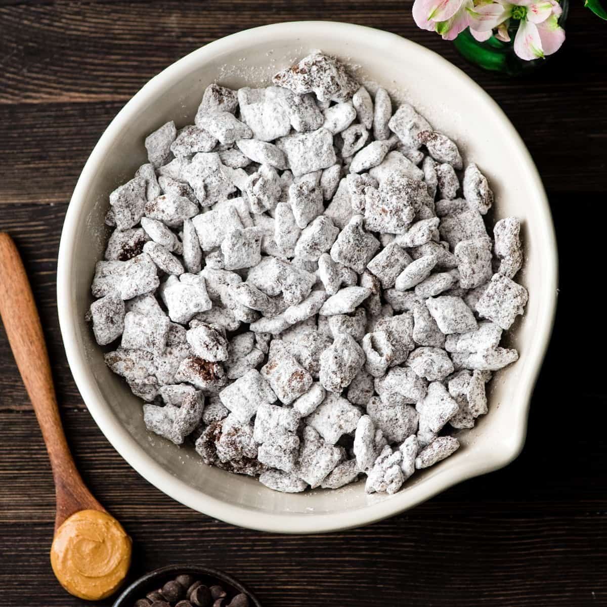A scrumptious treat with puppy chow. 