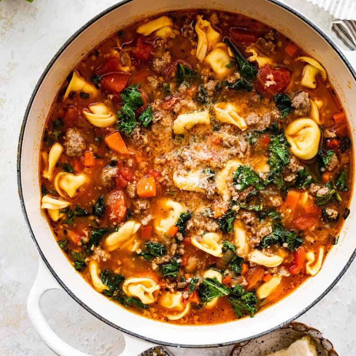 sausage soup with tortellini for an Italian style dish.