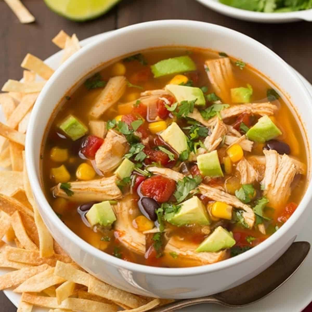 chicken tortilla soup and delicious extras like beans and more