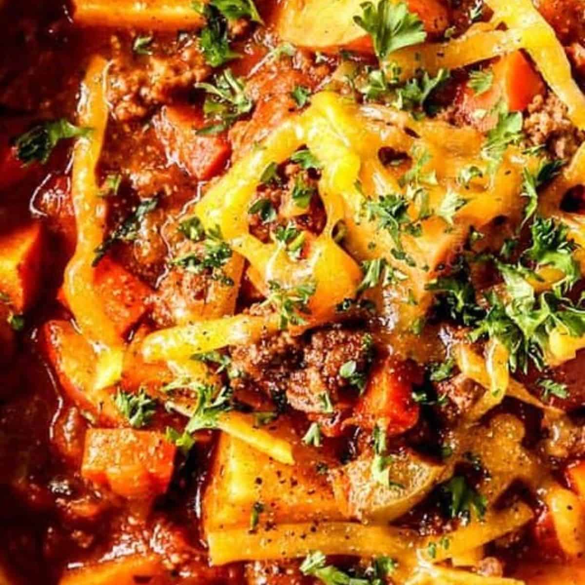 A savory delight with a slow cooker hamburger soup.