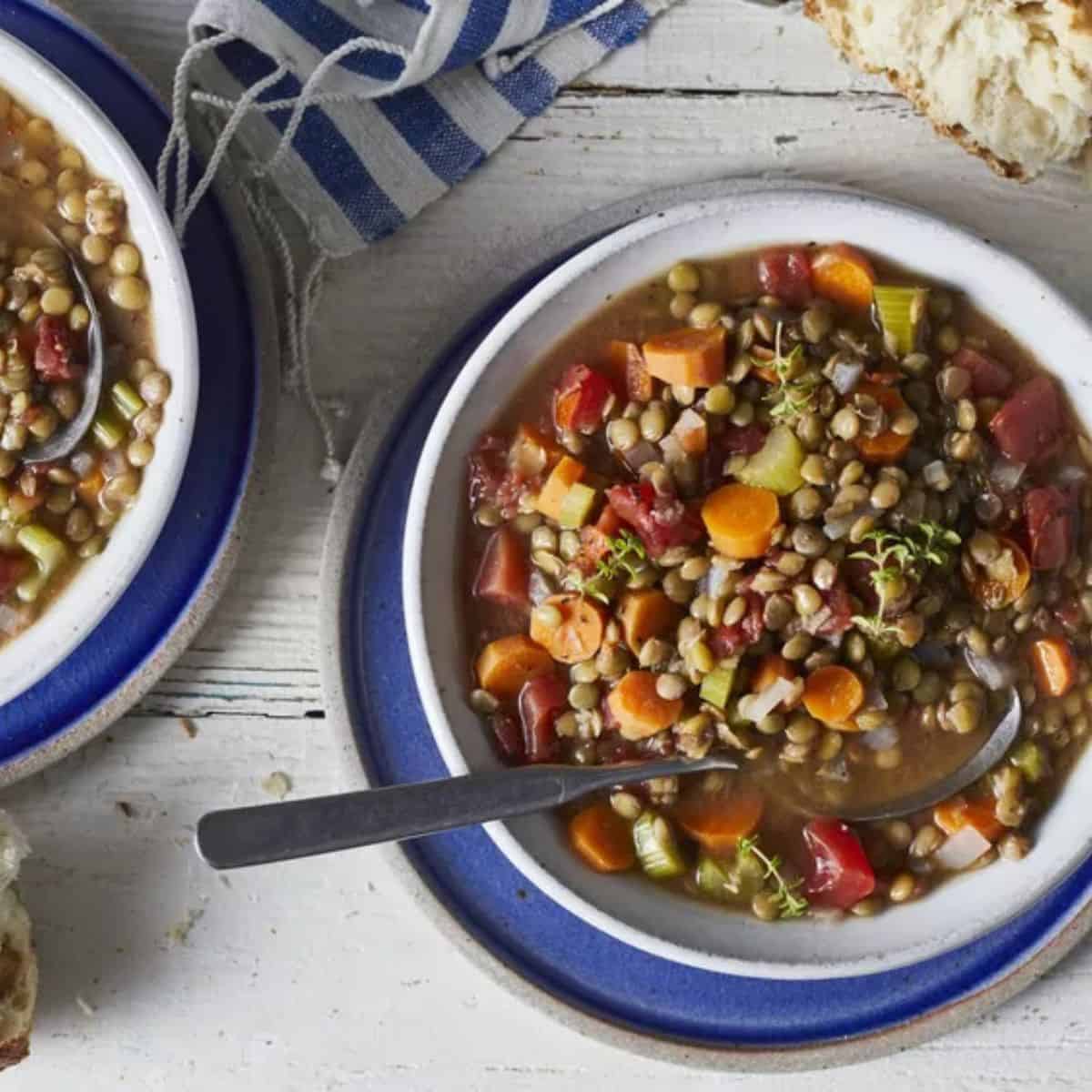 Lentil soup with various vegetables added