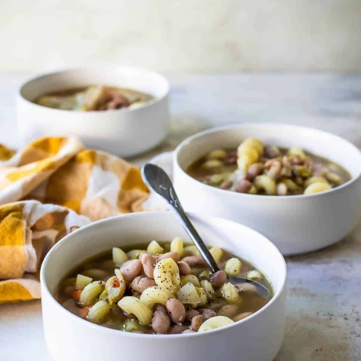 Pasta and Bean Soup and added bacon with vegetables