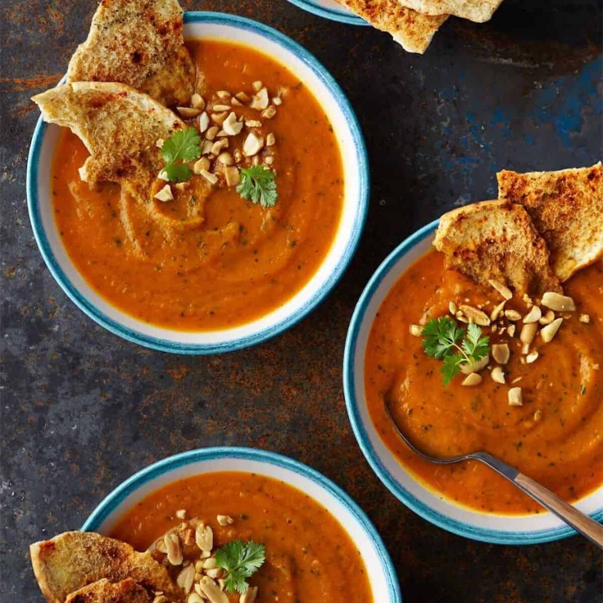 Sweet potato soup with added ginger and even peanuts