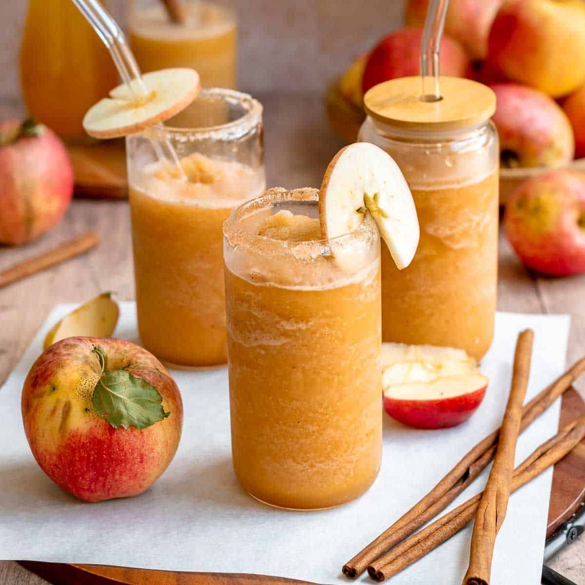 A refreshing drink featuring boozy apple cider slushie.