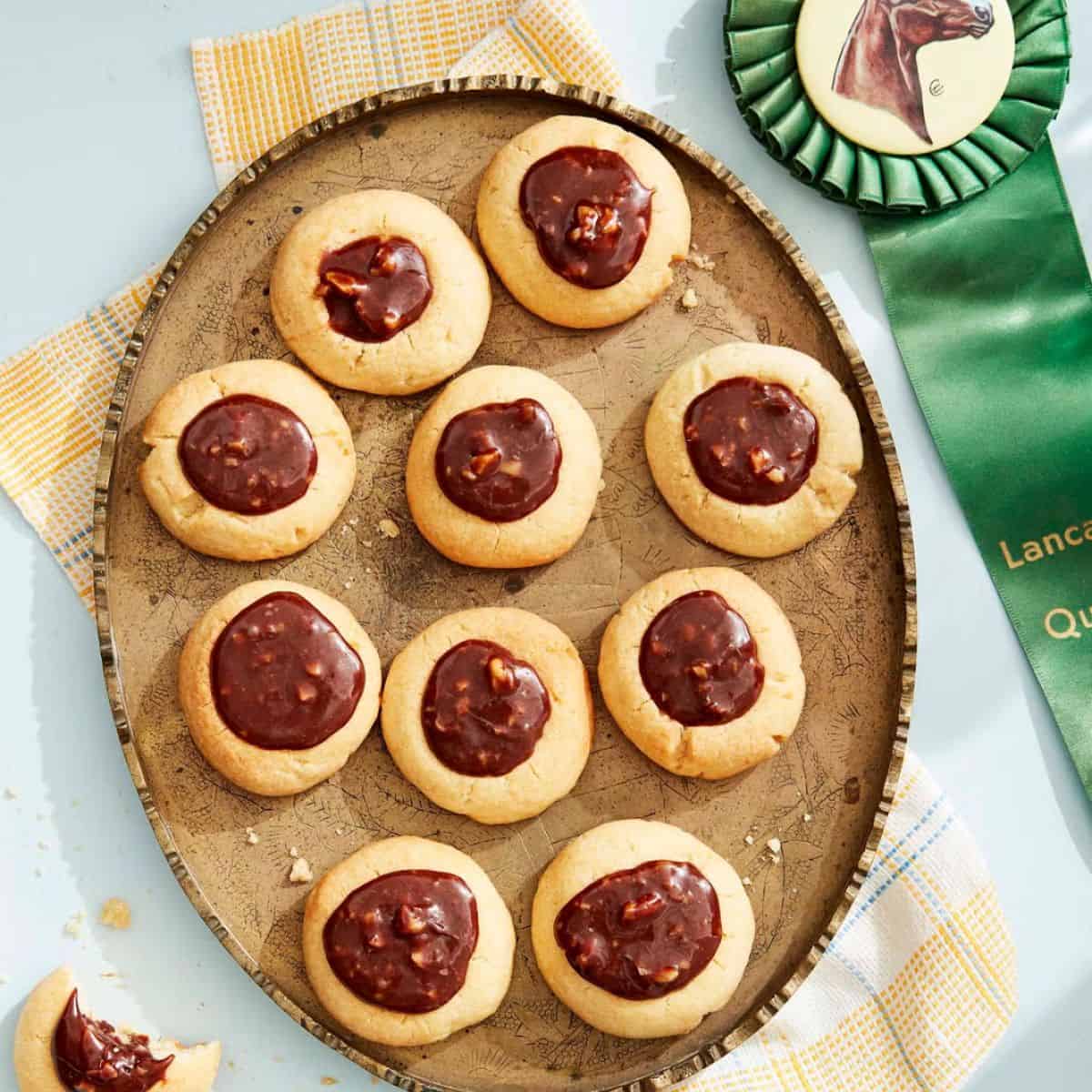 A scrumptious treat with caramel chocolate walnut thumbprint cookies. 