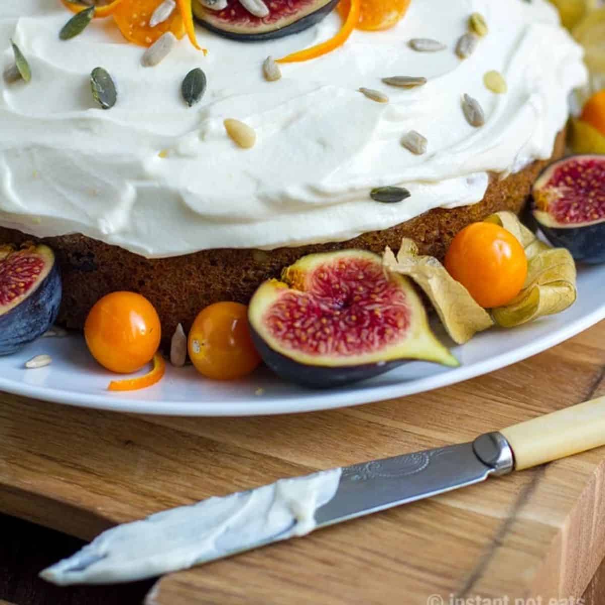 A yummy treat with a carrot cake.
