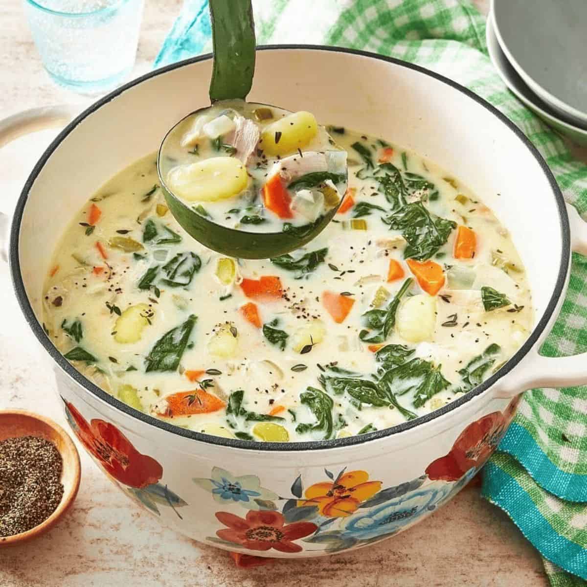 A savory chicken gnocchi soup for you to try this fall. 