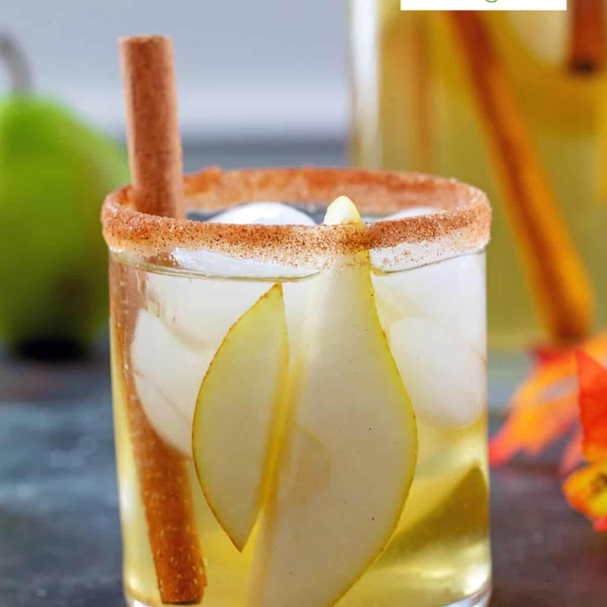 A spicy yet sweet cinnamon pear sangria.