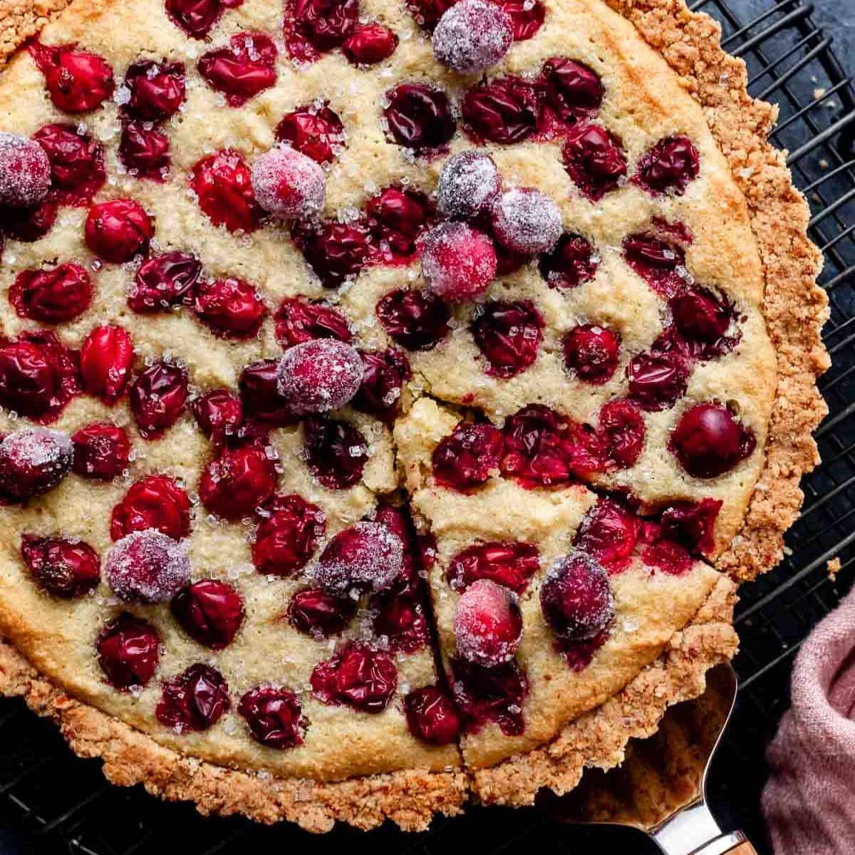 A yummy treat with a cranberry almond tart.