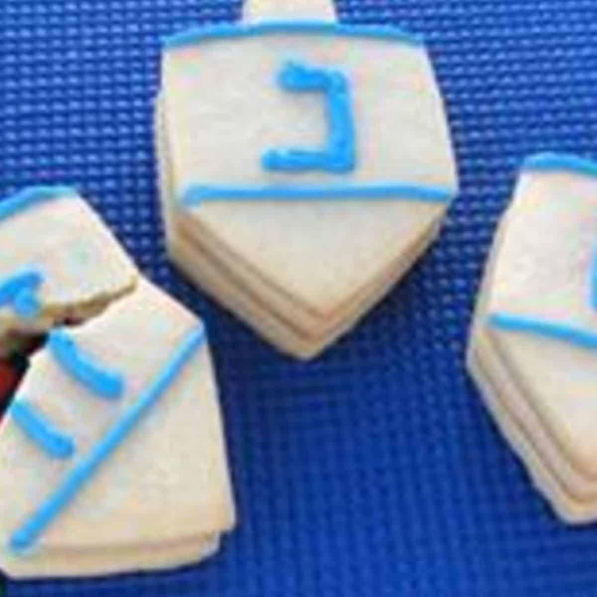 A yummy delight with dreidel shaped cookies.