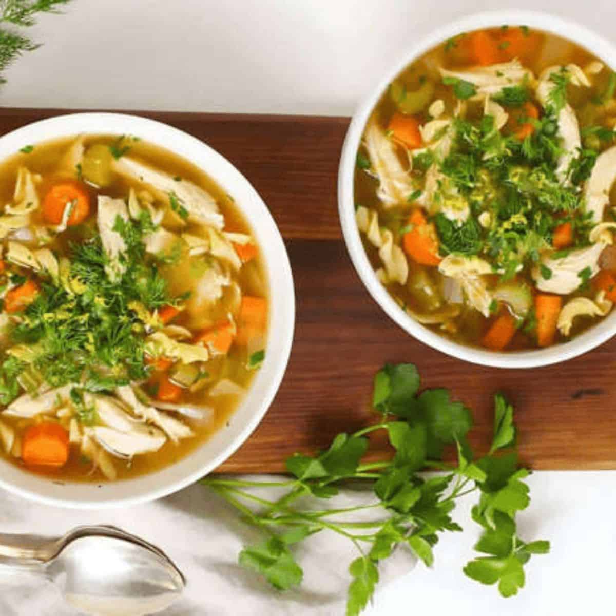 A delicious recipe featuring easy crockpot chicken noodle soup. 