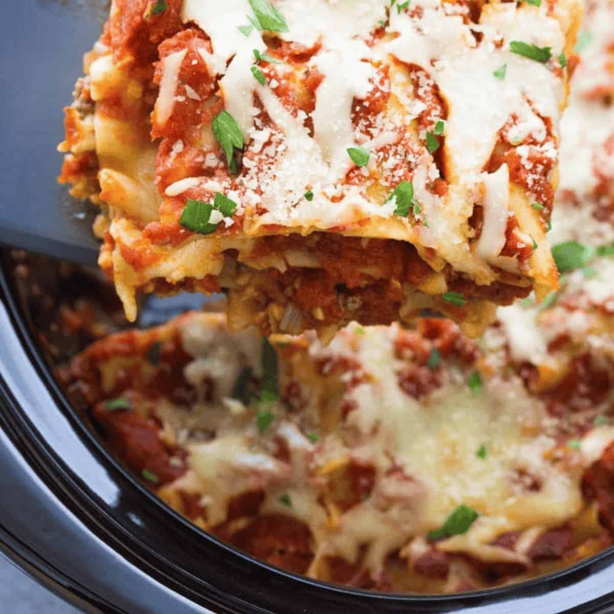 A hassle-free slow cooker lasagna, perfect for dinner.