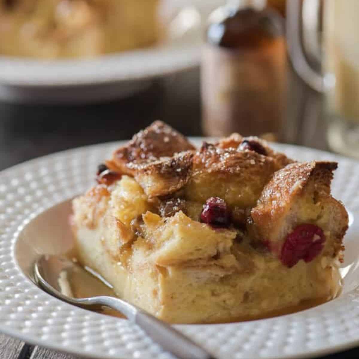 A yummy treat with eggnog bread pudding. 