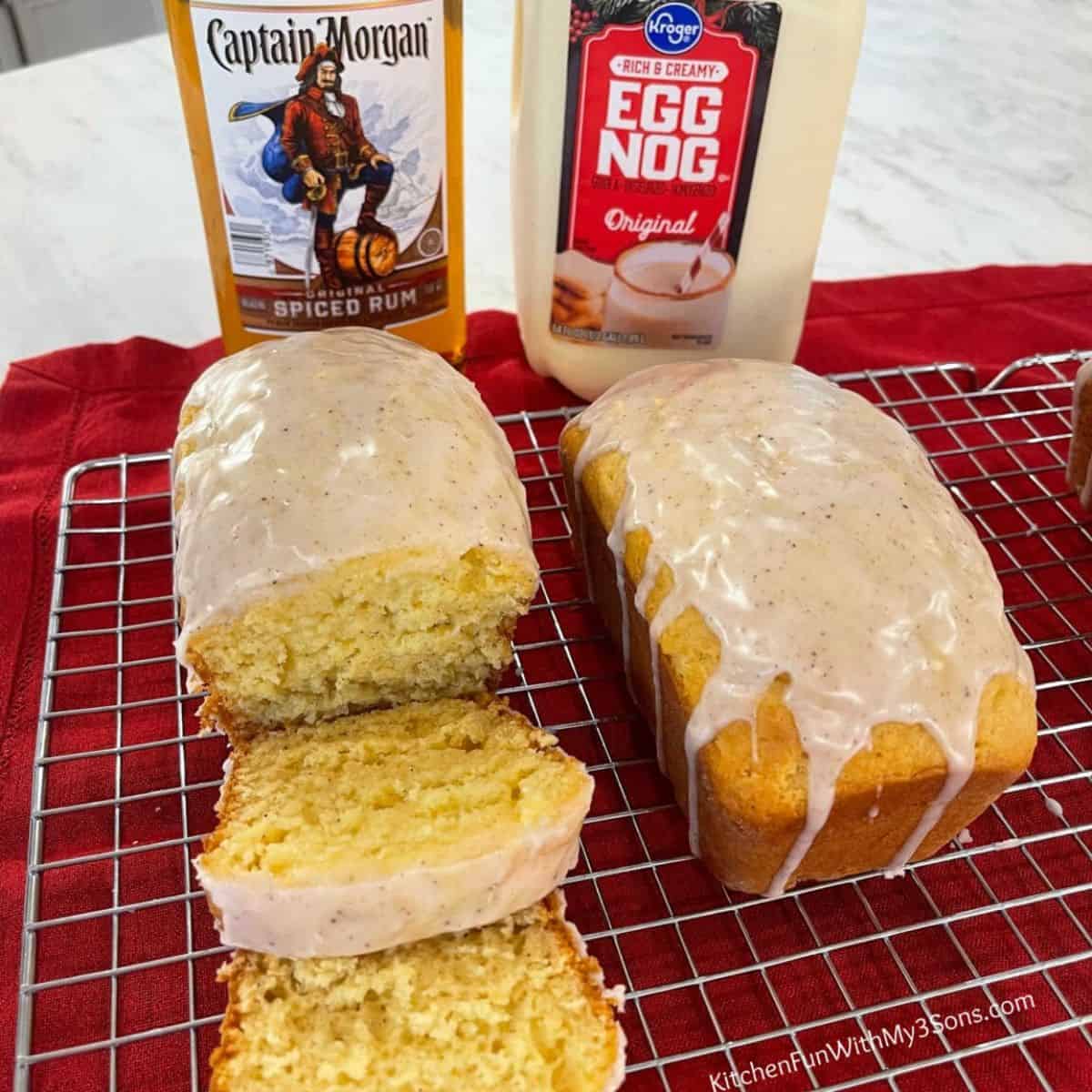 A yummy treat with eggnog bread and rum glaze. 