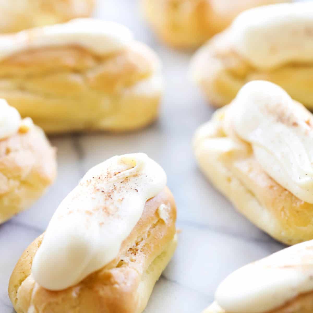 A yummy treat with eggnog eclairs. 