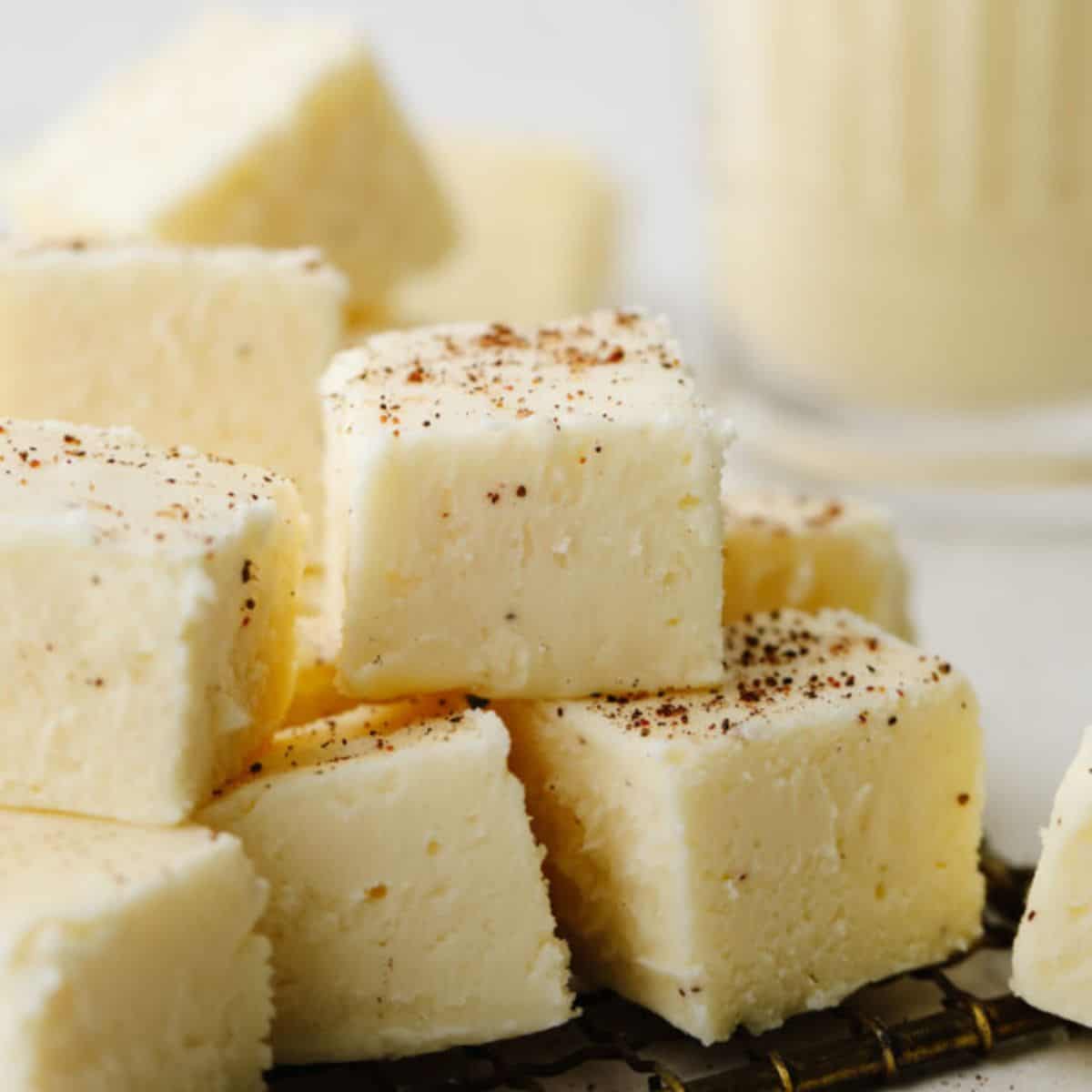A yummy treat with eggnog fudge. 