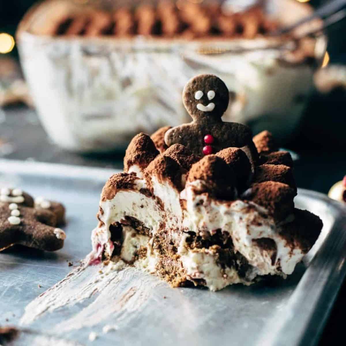 A scrumptious delight featuring eggnog gingerbread tiramisu. 