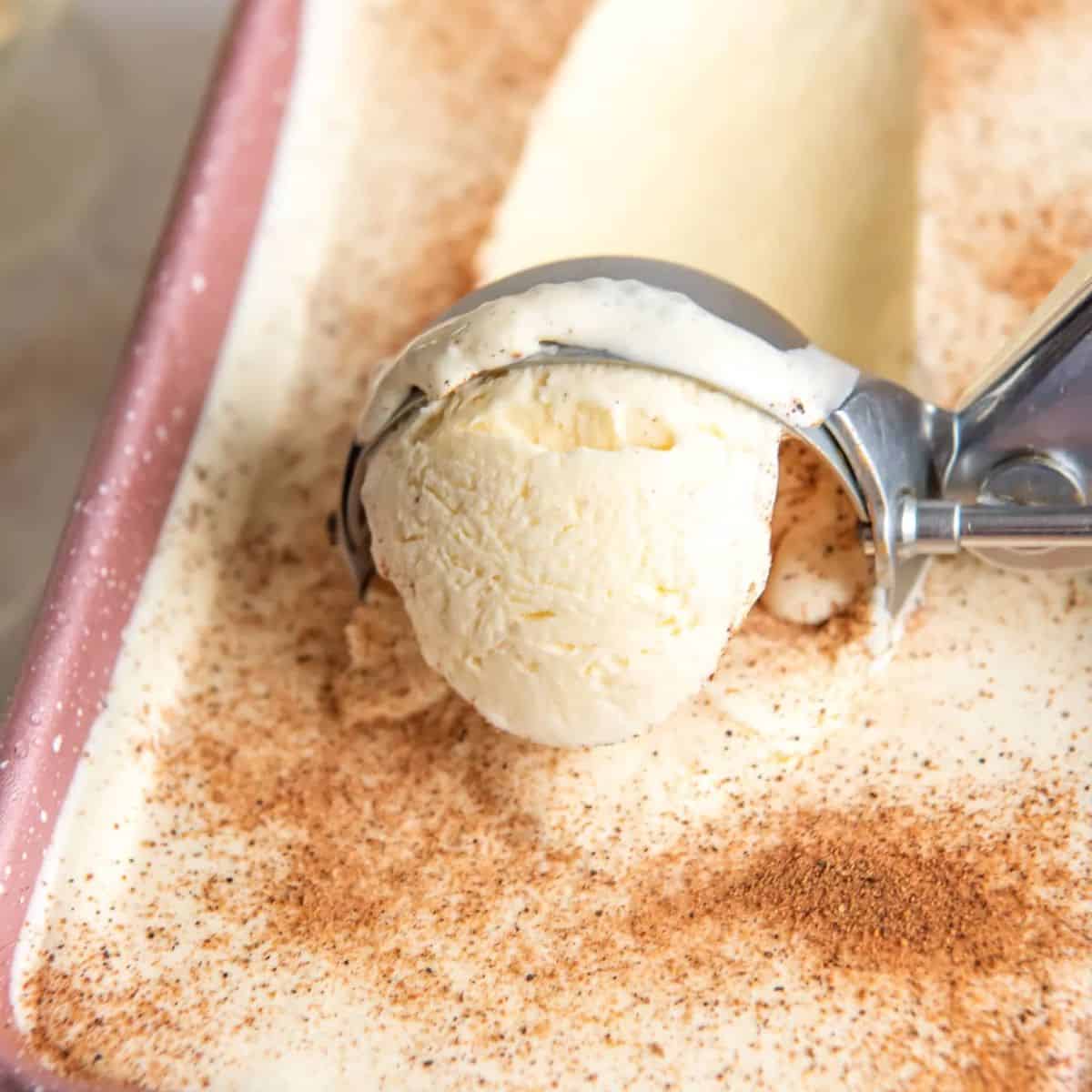 A yummy treat with eggnog ice cream. 