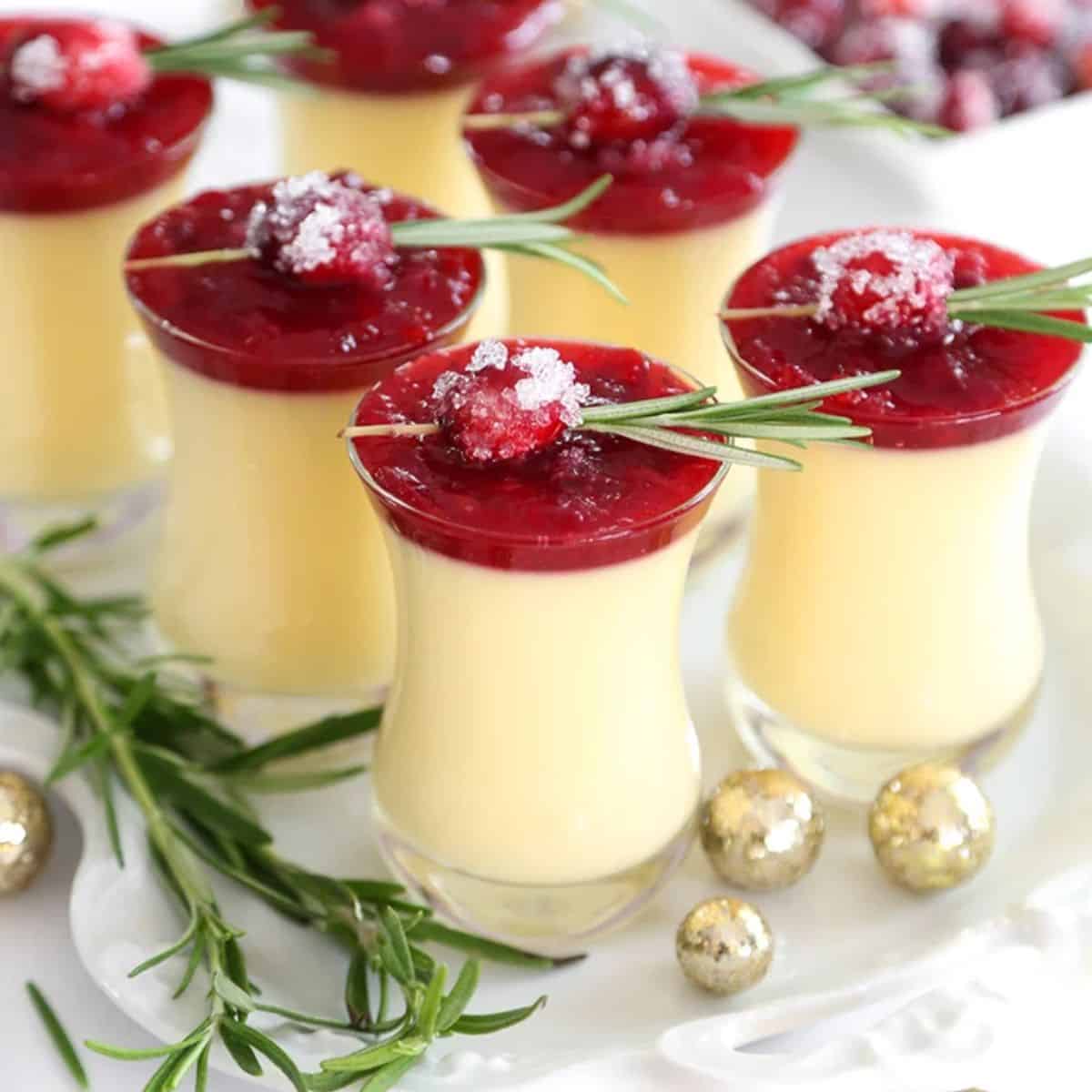 A unique delight featuring eggnog panna cotta.