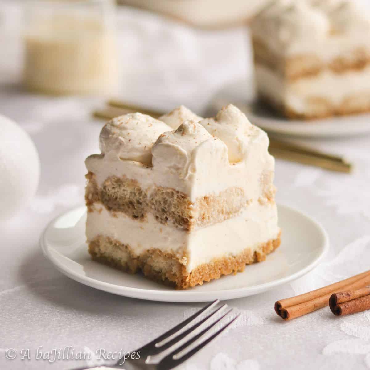 A scrumptious delight featuring eggnog tiramisu.